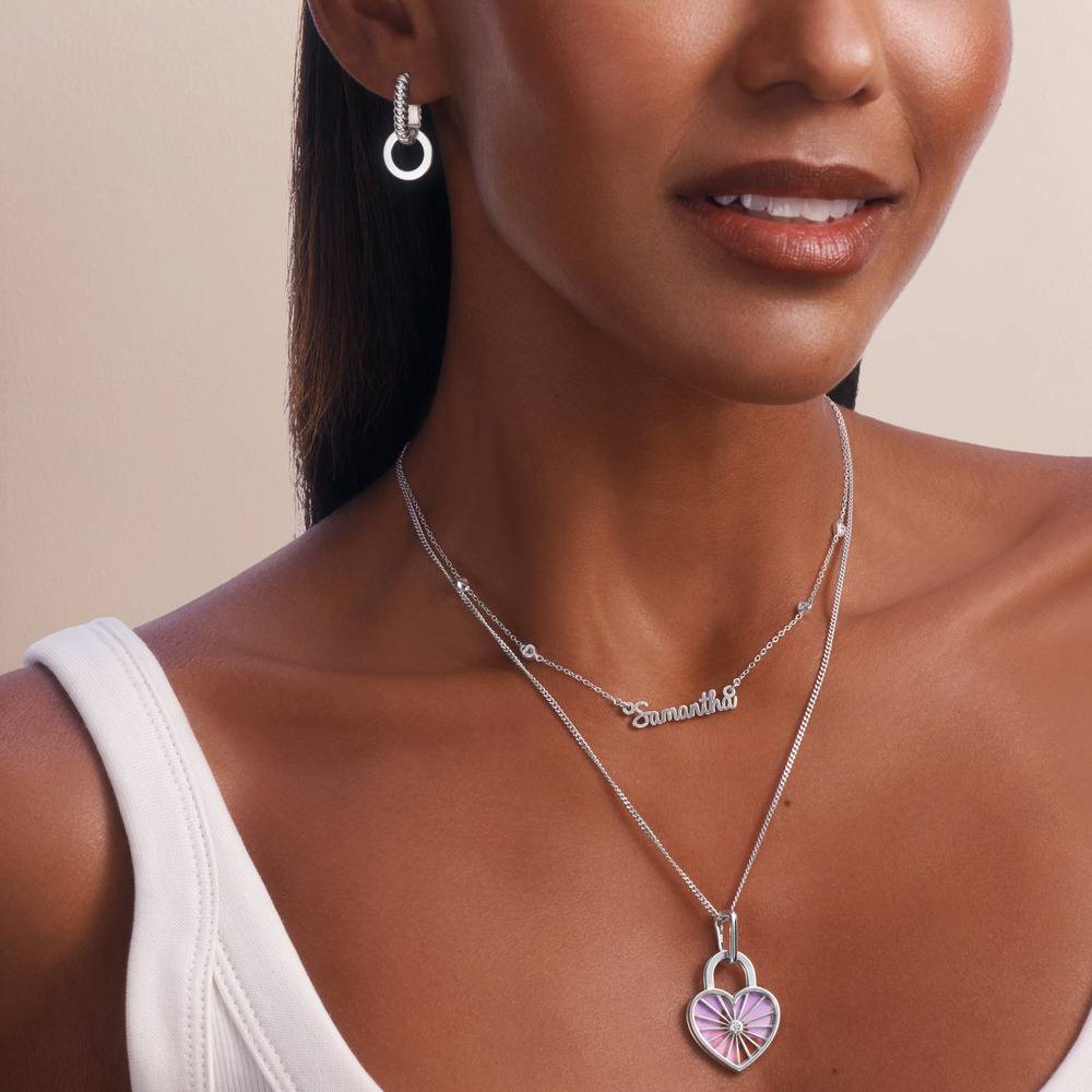 Collar de Colgante de Foto Amorette con Diamantes en Plata Esterlina-5 foto de producto
