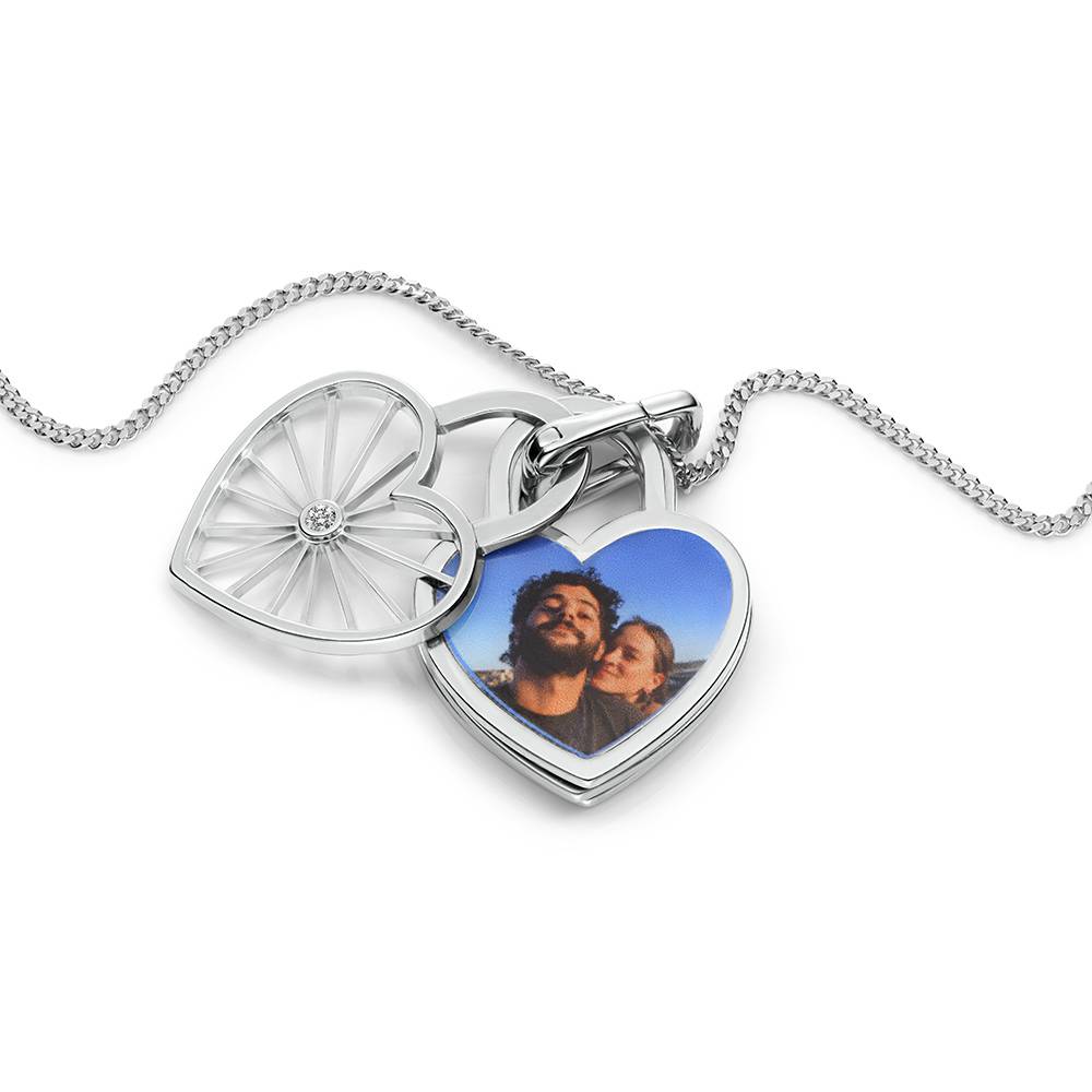 Collar de Colgante de Foto Amorette con Diamantes en Plata Esterlina-7 foto de producto