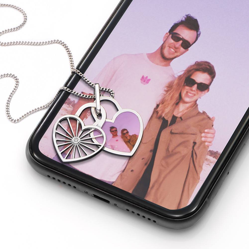 Collar de Colgante de Foto Amorette con Diamantes en Plata Esterlina-3 foto de producto