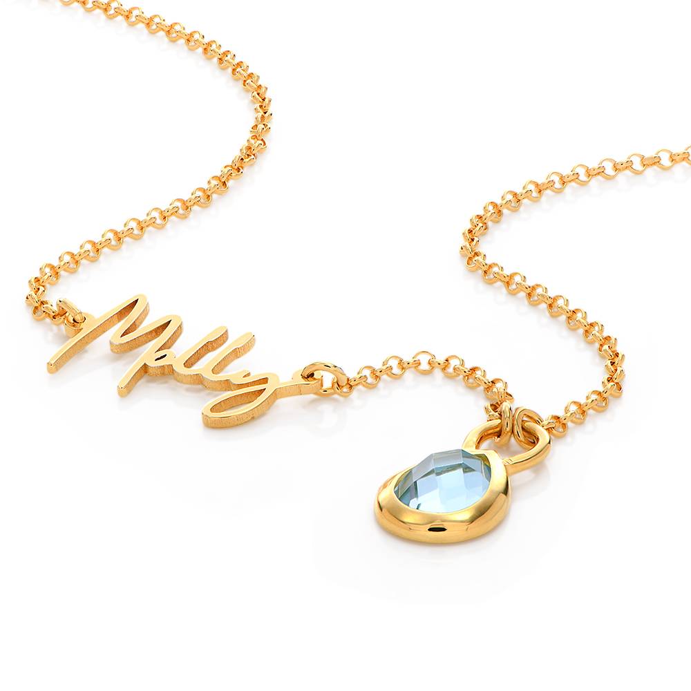 Collar con Nombre Annie en Forma de Lágrima con Gemas en Chapa de Oro-1 foto de producto
