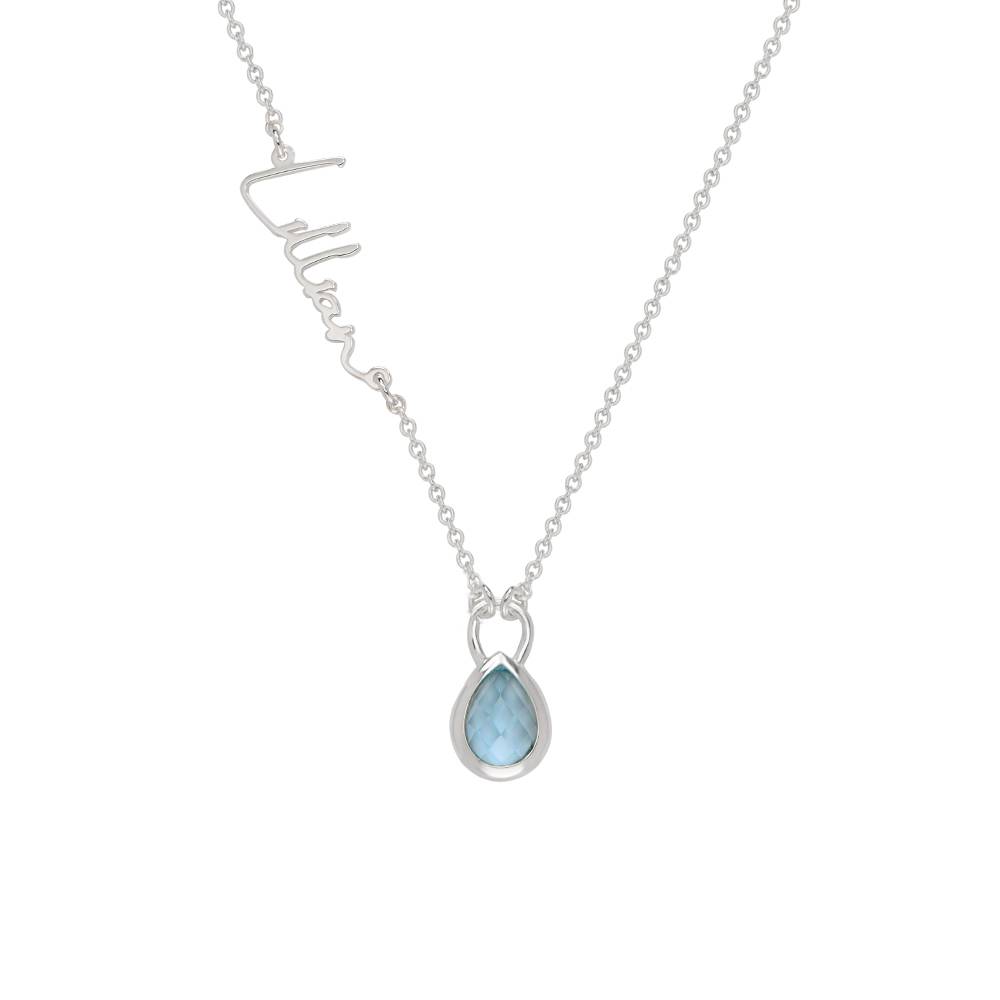 Collar con Nombre Annie en Forma de Lágrima con Gemas en Plata Esterlina-1 foto de producto