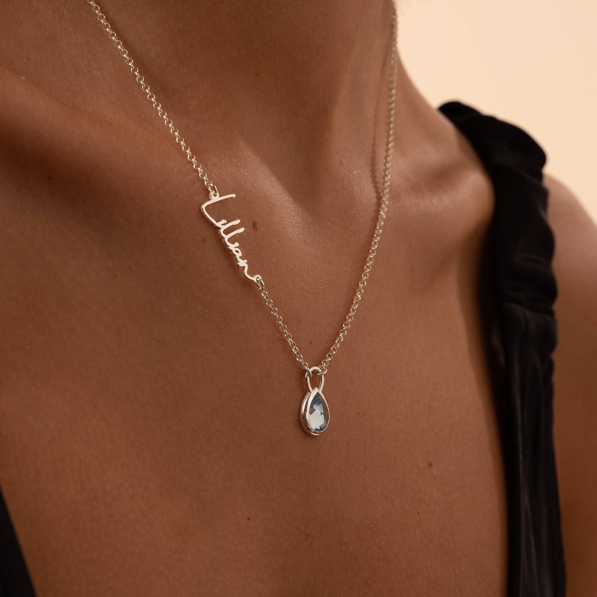 Collar con Nombre Annie en Forma de Lágrima con Gemas en Plata Esterlina-5 foto de producto