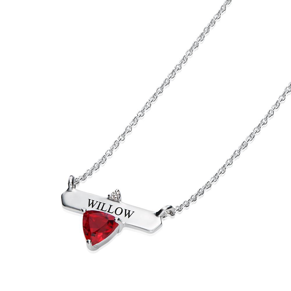 Collar Aurora Personalizada con Piedra de Nacimiento en Plata Esterlina-4 foto de producto