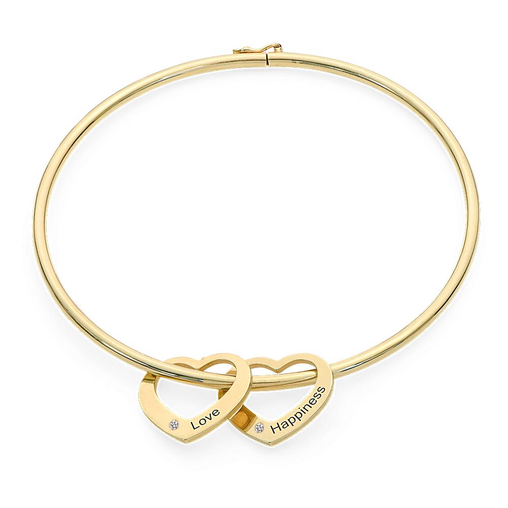 Pulsera Rígida Chelsea con Colgantes Corazón con Diamantes en Baño de Oro-2 foto de producto