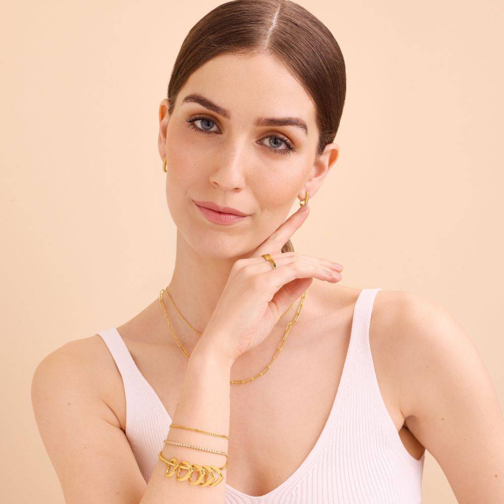 Pulsera Rígida Chelsea con Colgantes Corazón en Vermeil de Oro-5 foto de producto