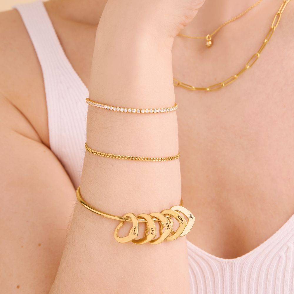 Pulsera Rígida Chelsea con Colgantes Corazón en Vermeil de Oro-4 foto de producto
