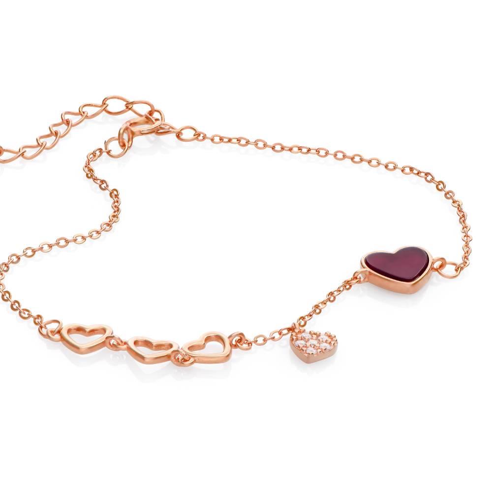Pulsera de Corazón Rojo Be Mine en Chapa de Oro Rosa-3 foto de producto