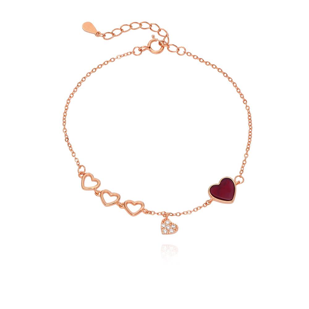 Pulsera de Corazón Rojo Be Mine en Chapa de Oro Rosa-2 foto de producto