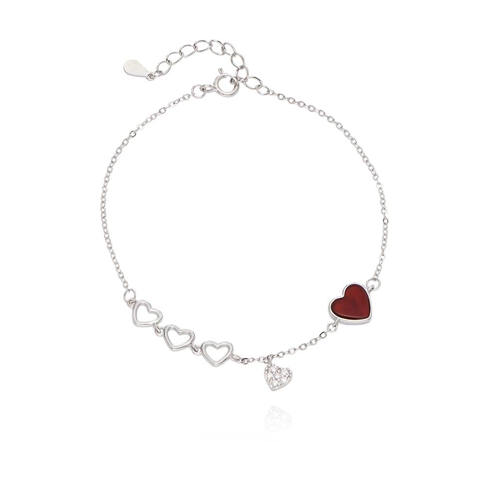 Pulsera de Corazón Rojo Be Mine en Plata Esterlina-2 foto de producto