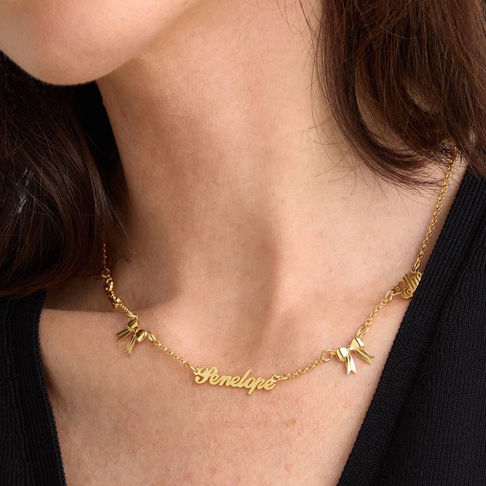 Collar Multinombre Nuestro Lazo en Oro Amarillo Macizo 14K-3 foto de producto