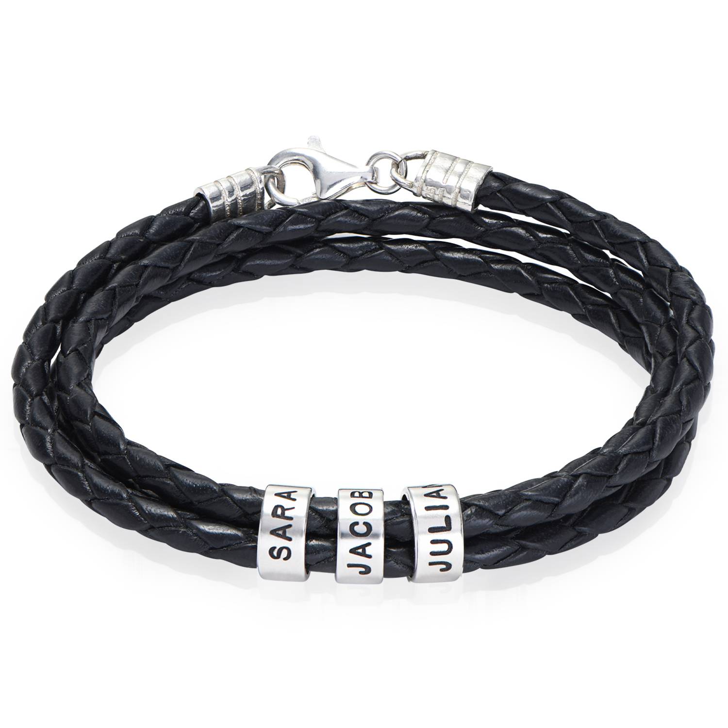 Cuentas Grabadas para Pulsera de Cuero Trenzado en Plata-2 foto de producto