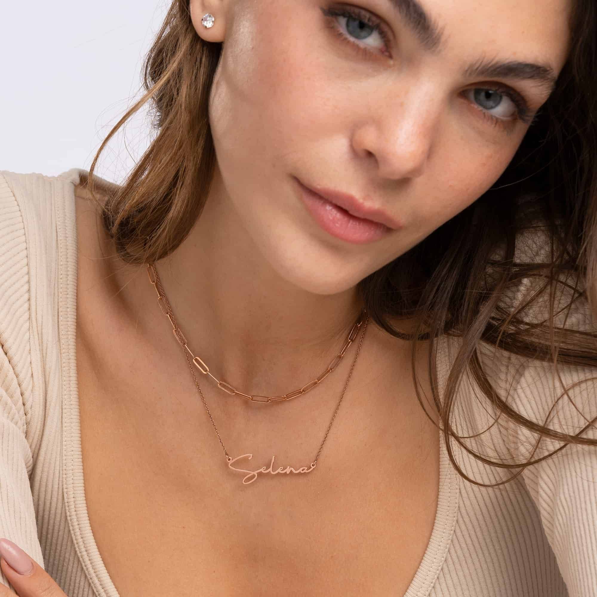 Collar con Nombre Paris Personalizado en Chapa de Oro Rosa-4 foto de producto