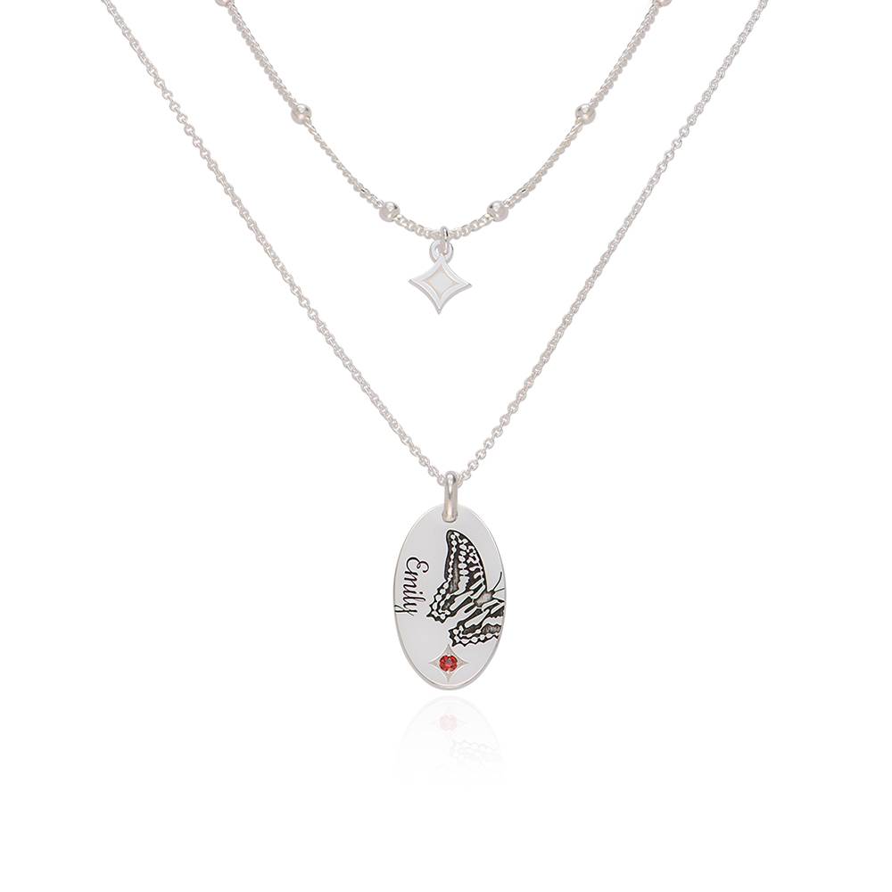 Collar Mariposa con Piedra de Nacimiento en Plata Esterlina-3 foto de producto