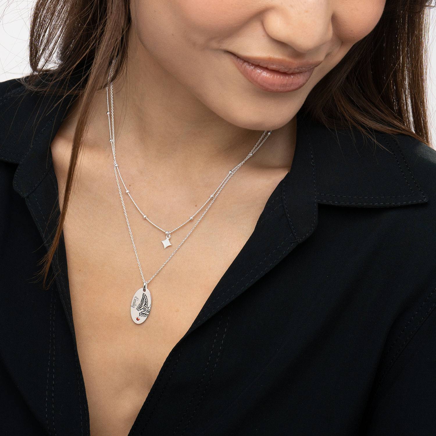 Collar Mariposa con Piedra de Nacimiento en Plata Esterlina-1 foto de producto