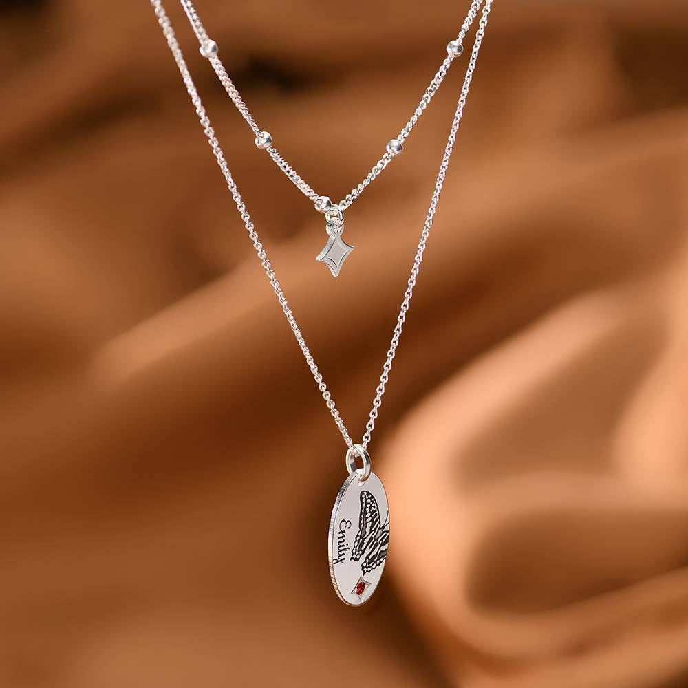 Collar Mariposa con Piedra de Nacimiento en Plata Esterlina-5 foto de producto