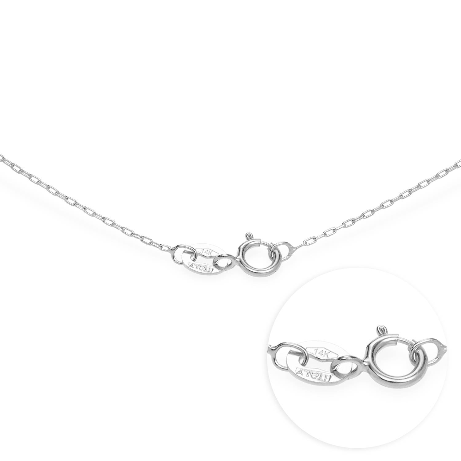 Collar de Corazón Terry con Nombres Grabados y Piedras de Nacimiento en Oro Blanco de 14K-4 foto de producto