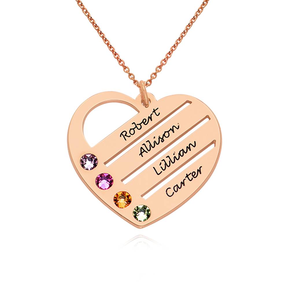 Collar de Corazón Terry con Nombres Grabados y Piedras de Nacimiento en Chapado de Oro Rosa-5 Collar de Corazón Terry con Nombres Grabados y Piedras de Nacimiento en Chapado de Oro Rosa-5 foto de producto