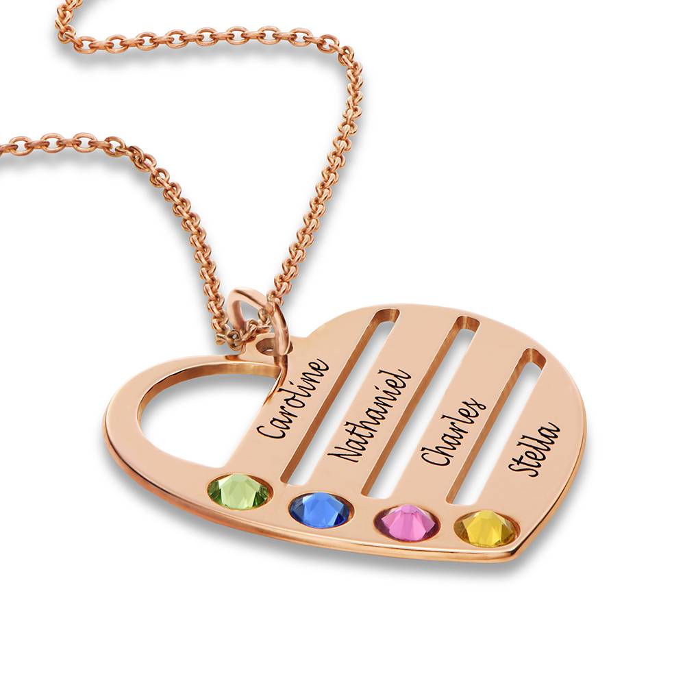 Collar de Corazón Terry con Nombres Grabados y Piedras de Nacimiento en Chapado de Oro Rosa-6 Collar de Corazón Terry con Nombres Grabados y Piedras de Nacimiento en Chapado de Oro Rosa-6 foto de producto