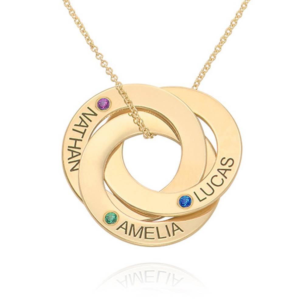 Collar de Anillos Rusos con Piedras de Nacimiento en Oro Amarillo 10K-2 Collar de Anillos Rusos con Piedras de Nacimiento en Oro Amarillo 10K-2 foto de producto