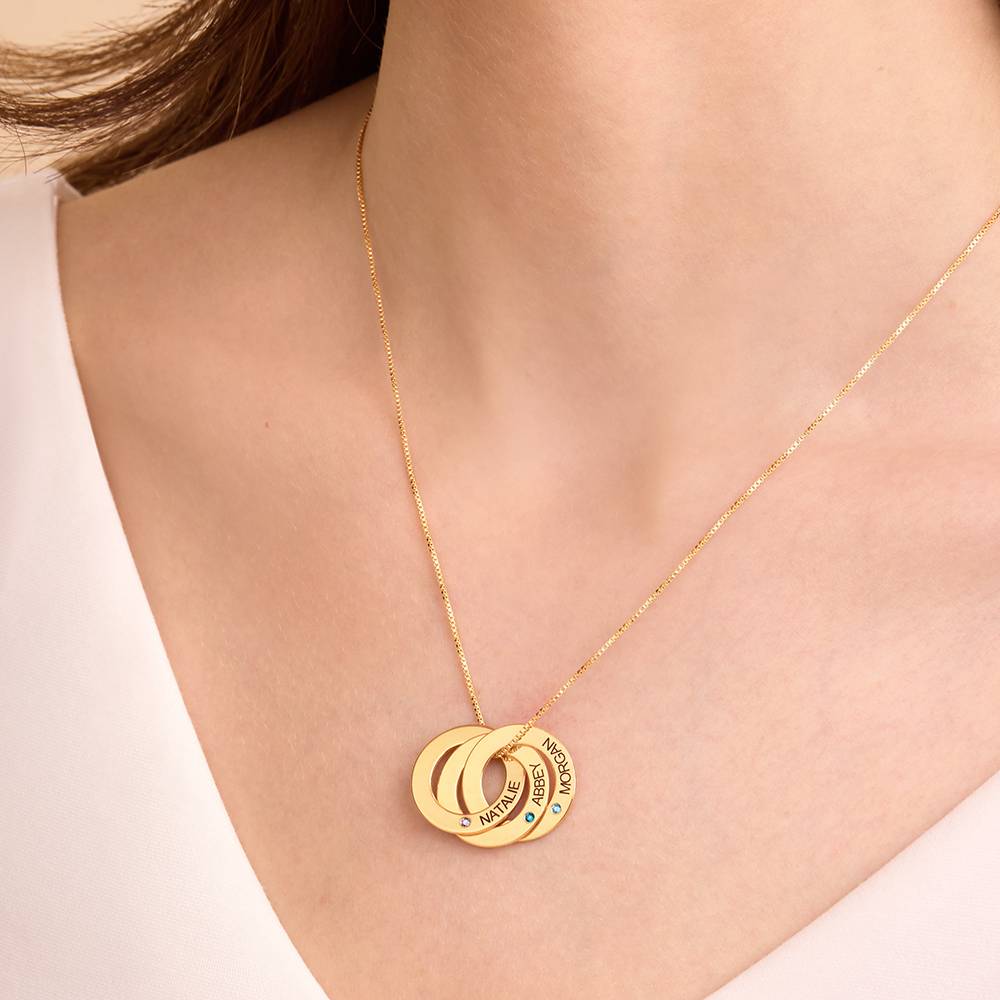 Collar de Anillos Rusos con Piedras de Nacimiento en Chapa de Oro-3 foto de producto