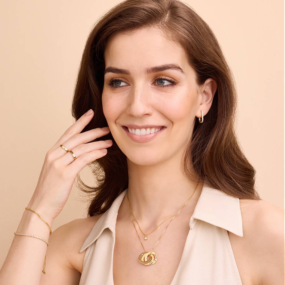 Collar de Anillos Rusos con Piedras de Nacimiento en Vermeil de Oro-4 foto de producto