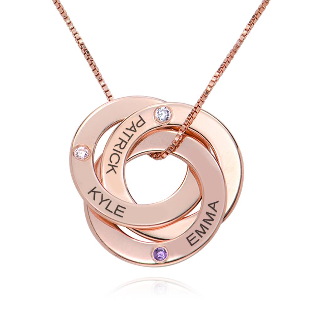 Collar de Anillos Rusos con Piedras de Nacimiento en Chapado de Oro Rosa-2 foto de producto