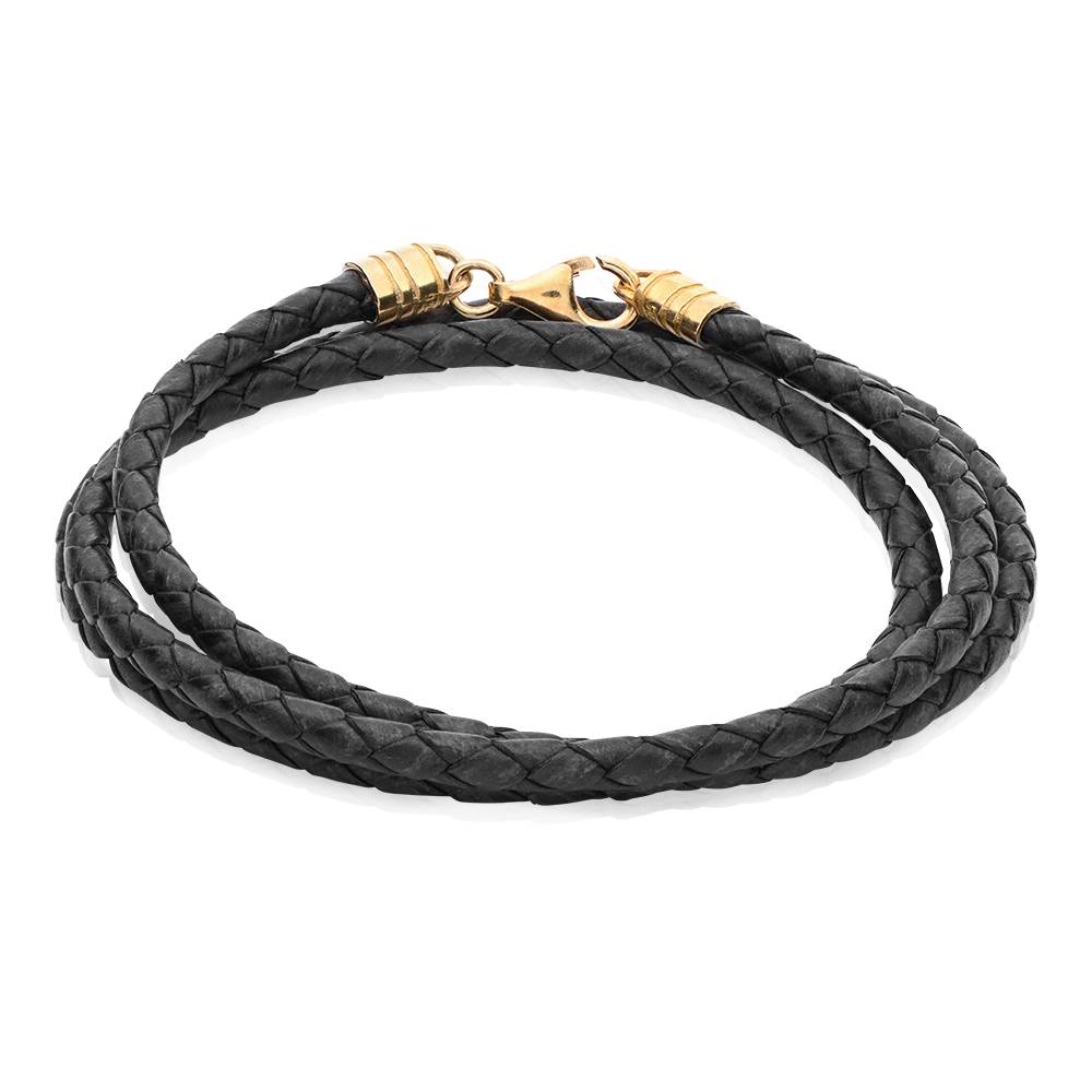 Cordón de Cuero Negro para Mujer en Baño de Oro-1 foto de producto