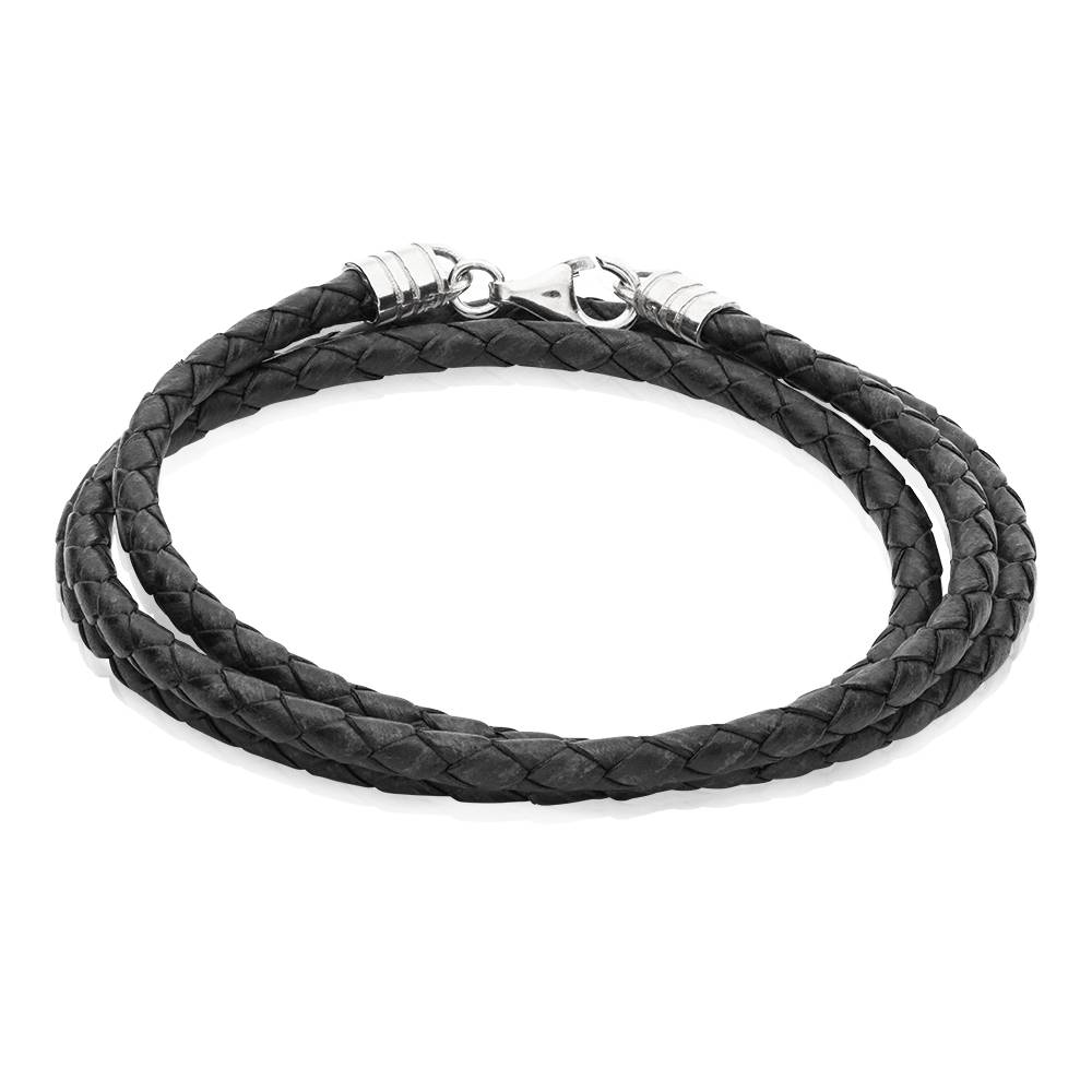 Cordón de Cuero Negro para Mujer en Plata-1 foto de producto