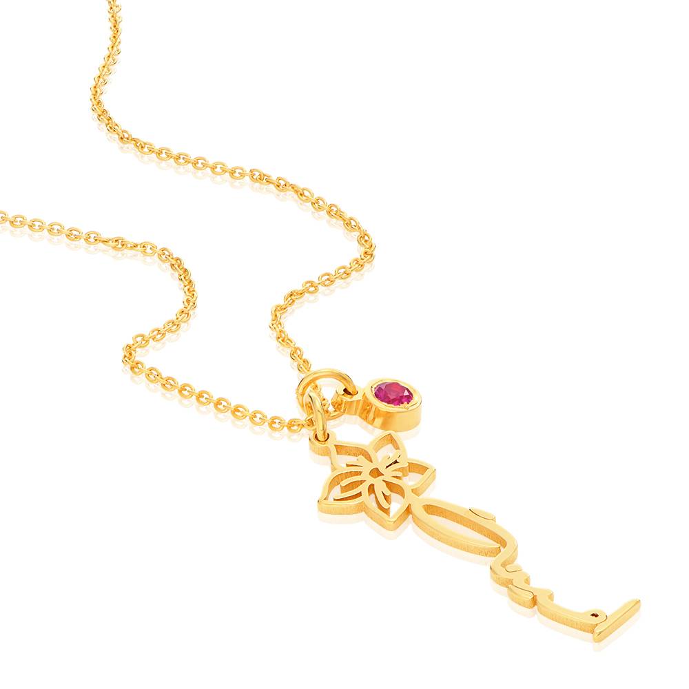 Collar con Nombre Árabe de Flor de Nacimiento y Piedra en Chapa de Oro-3 Collar con Nombre Árabe de Flor de Nacimiento y Piedra en Chapa de Oro-3 foto de producto