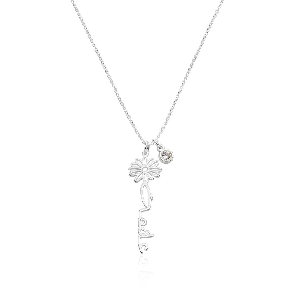 Collar con Nombre Árabe de Flor de Nacimiento y Piedra en Plata Esterlina-6 foto de producto