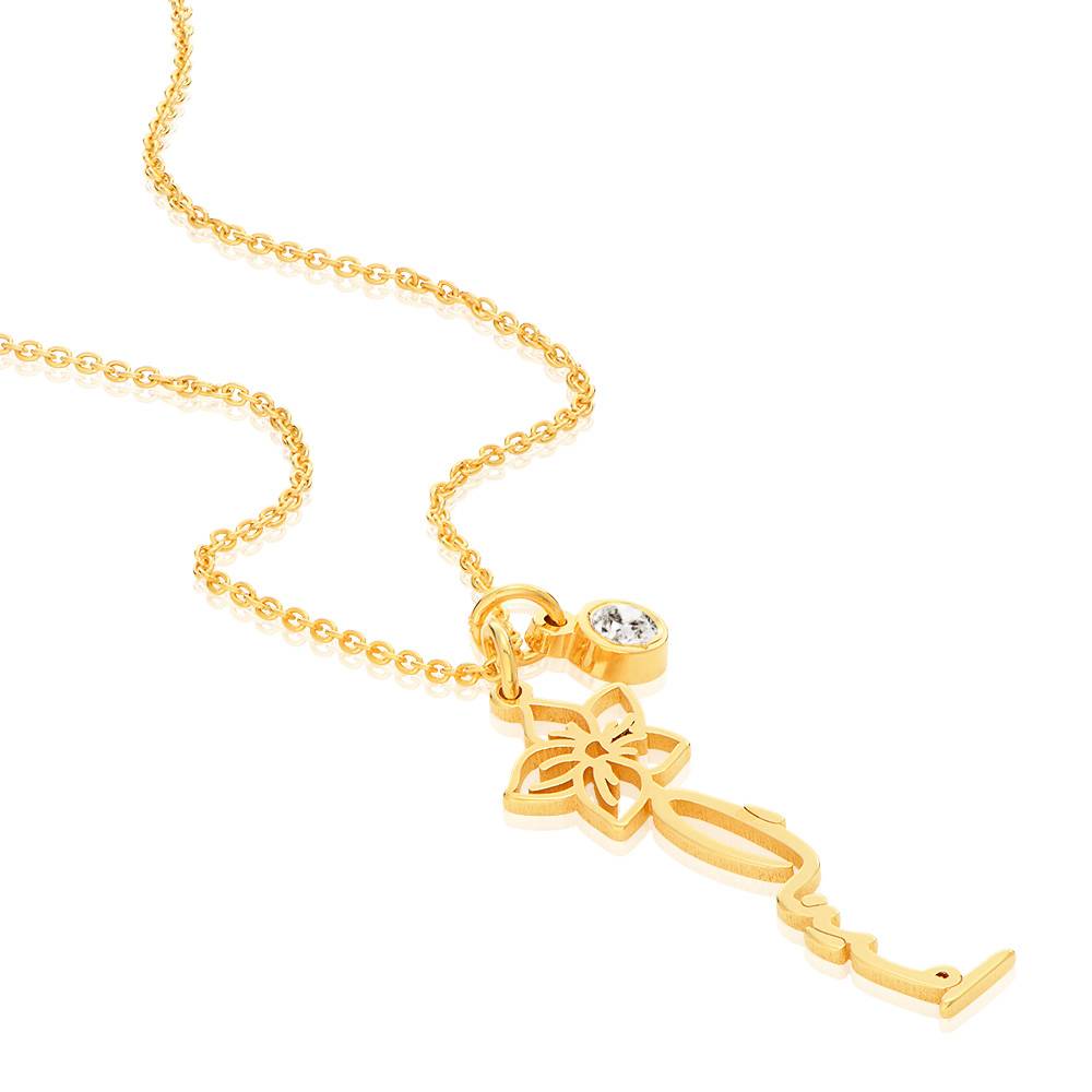 Collar con Nombre Árabe de Flor de Nacimiento y Diamante en Baño de Oro-4 Collar con Nombre Árabe de Flor de Nacimiento y Diamante en Baño de Oro-4 foto de producto