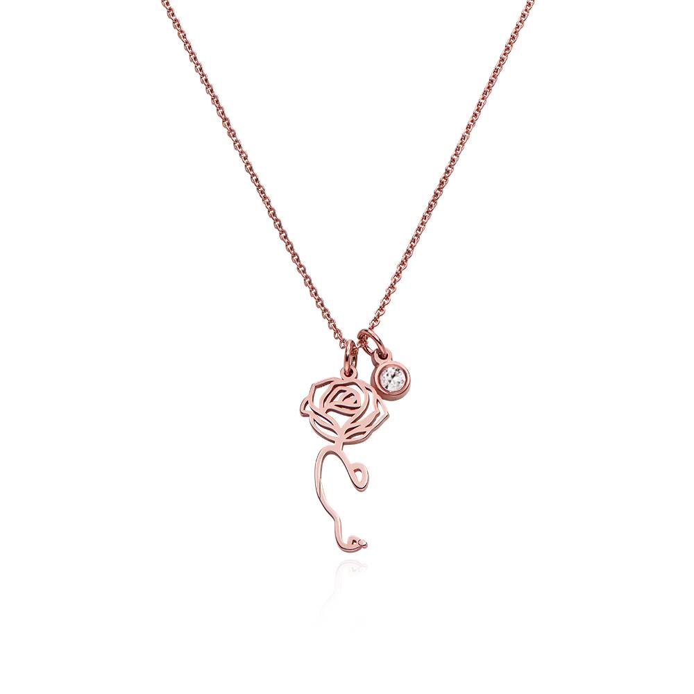 Collar con Nombre Árabe de Flor de Nacimiento y Diamante en Chapa de Oro Rosa-6 Collar con Nombre Árabe de Flor de Nacimiento y Diamante en Chapa de Oro Rosa-6 foto de producto