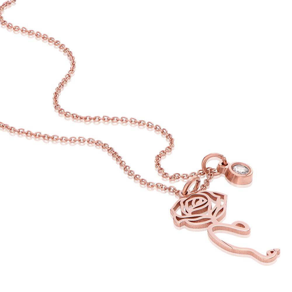 Collar con Nombre Árabe de Flor de Nacimiento y Diamante en Chapa de Oro Rosa-4 Collar con Nombre Árabe de Flor de Nacimiento y Diamante en Chapa de Oro Rosa-4 foto de producto