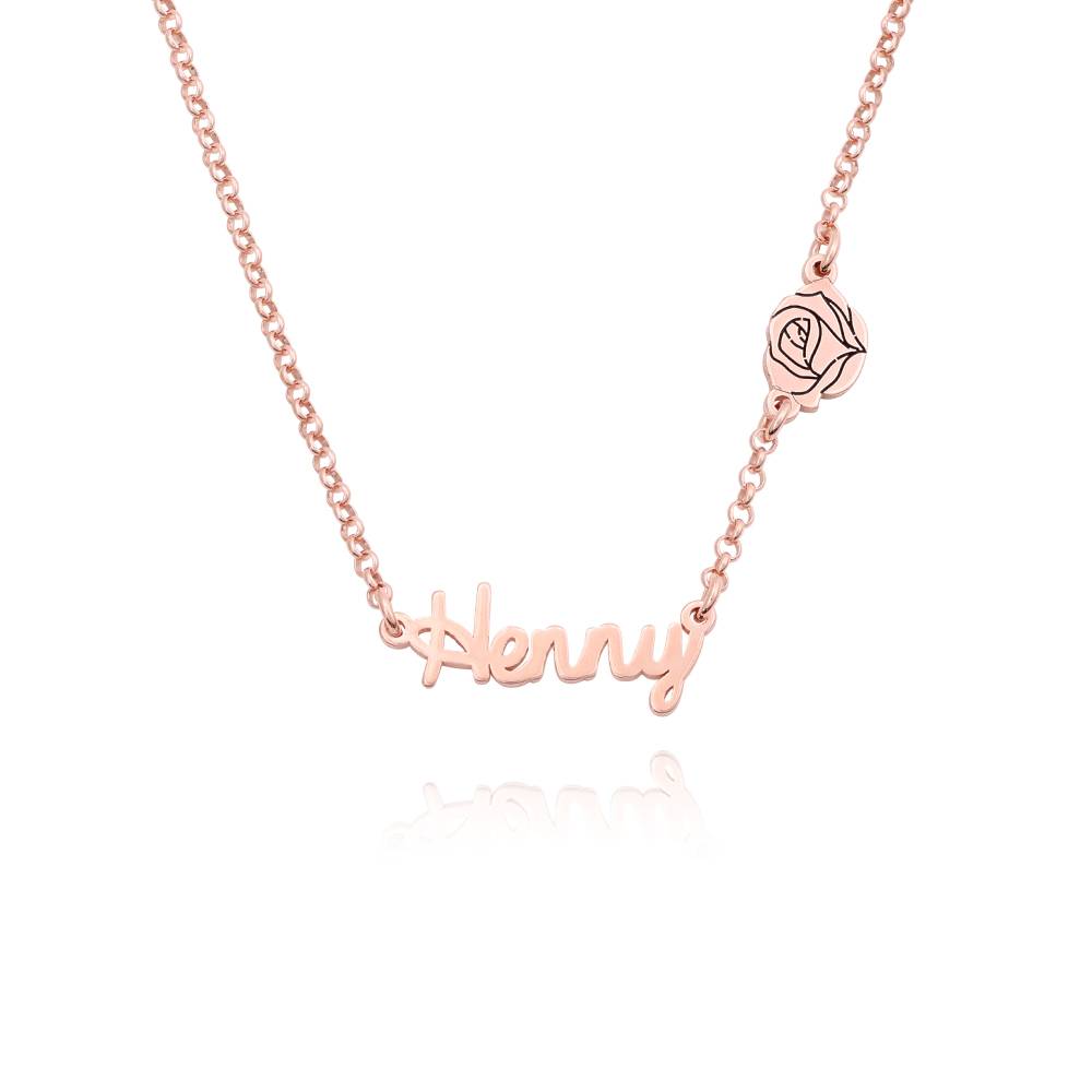 Collar con Nombres Múltiples de Flor de Nacimiento en Vermeil de Oro Rosa-1 foto de producto
