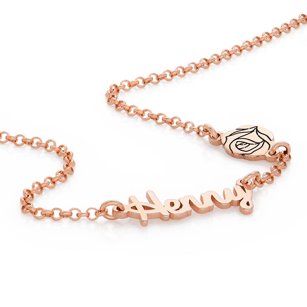 Collar con Nombres Múltiples de Flor de Nacimiento en Vermeil de Oro Rosa-2 foto de producto