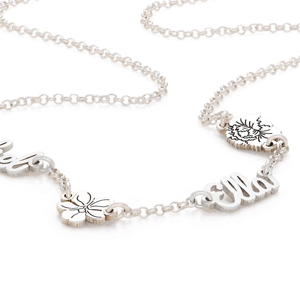 Collar con Nombres Múltiples de Flor de Nacimiento en Plata-2 Collar con Nombres Múltiples de Flor de Nacimiento en Plata-2 foto de producto