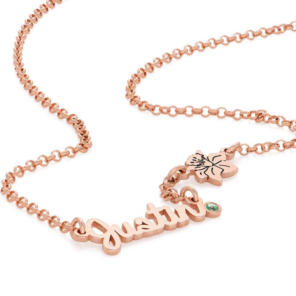 Collar con Nombres Múltiples de Flor de Nacimiento y Piedras en Chapa de Oro Rosa-5 Collar con Nombres Múltiples de Flor de Nacimiento y Piedras en Chapa de Oro Rosa-5 foto de producto