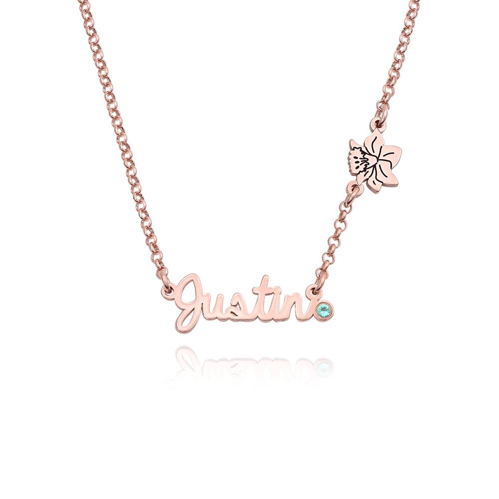 Collar con Nombres Múltiples de Flor de Nacimiento y Piedras en Chapa de Oro Rosa-3 Collar con Nombres Múltiples de Flor de Nacimiento y Piedras en Chapa de Oro Rosa-3 foto de producto