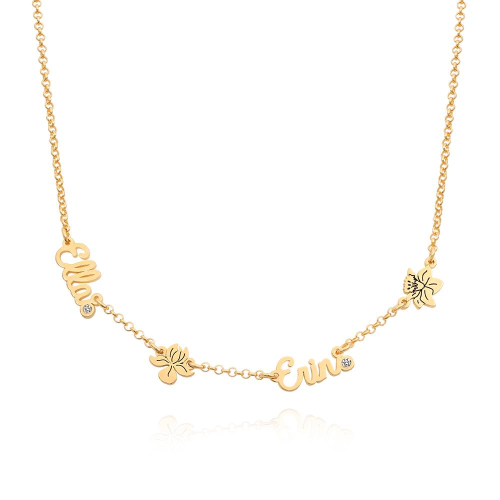 Collar con Nombres Múltiples de Flor de Nacimiento y Diamantes en Vermeil de Oro-2 Collar con Nombres Múltiples de Flor de Nacimiento y Diamantes en Vermeil de Oro-2 foto de producto