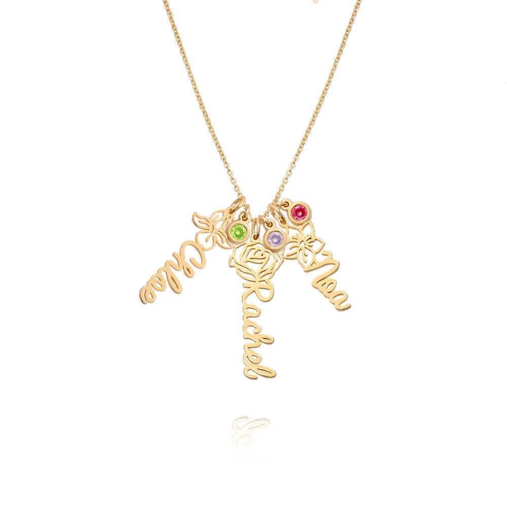 Collar con Nombre de Flor de Nacimiento y Piedra en Baño de Oro-5 foto de producto