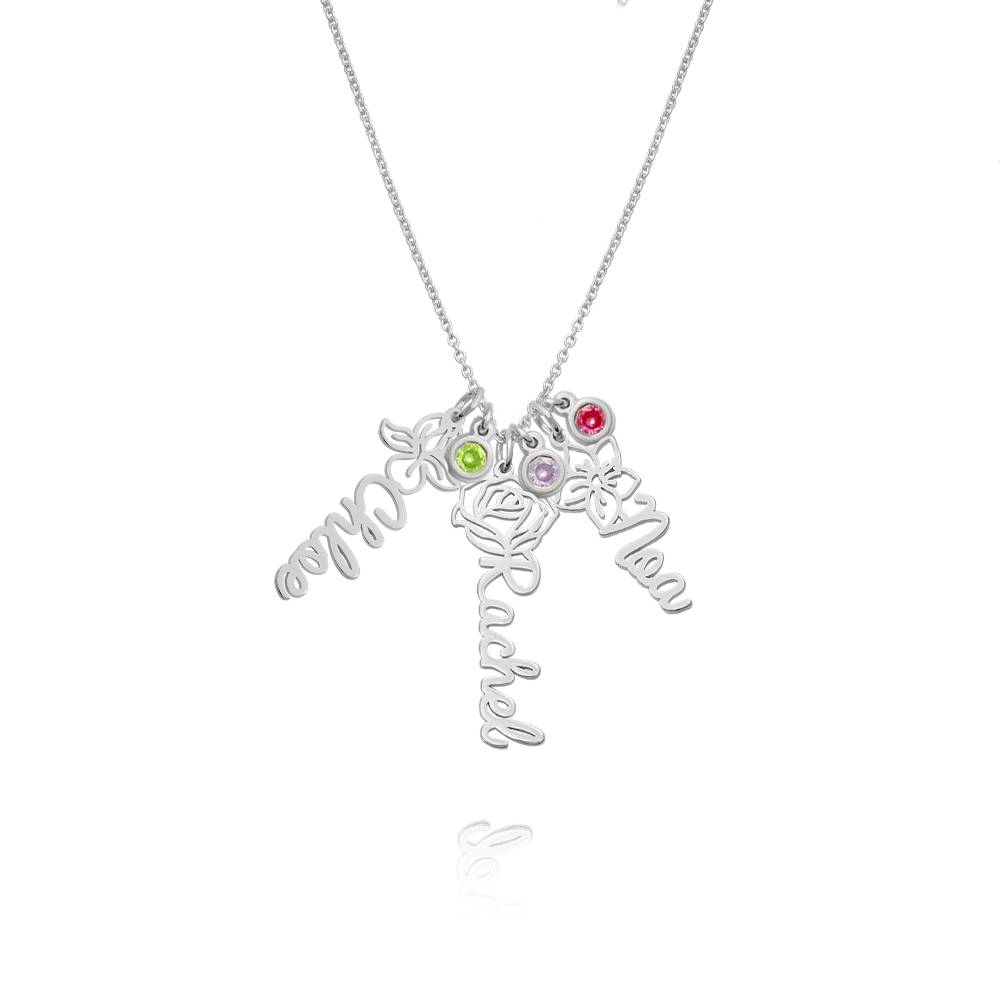 Collar con Nombre de Flor de Nacimiento y Piedra en Plata Esterlina-4 foto de producto