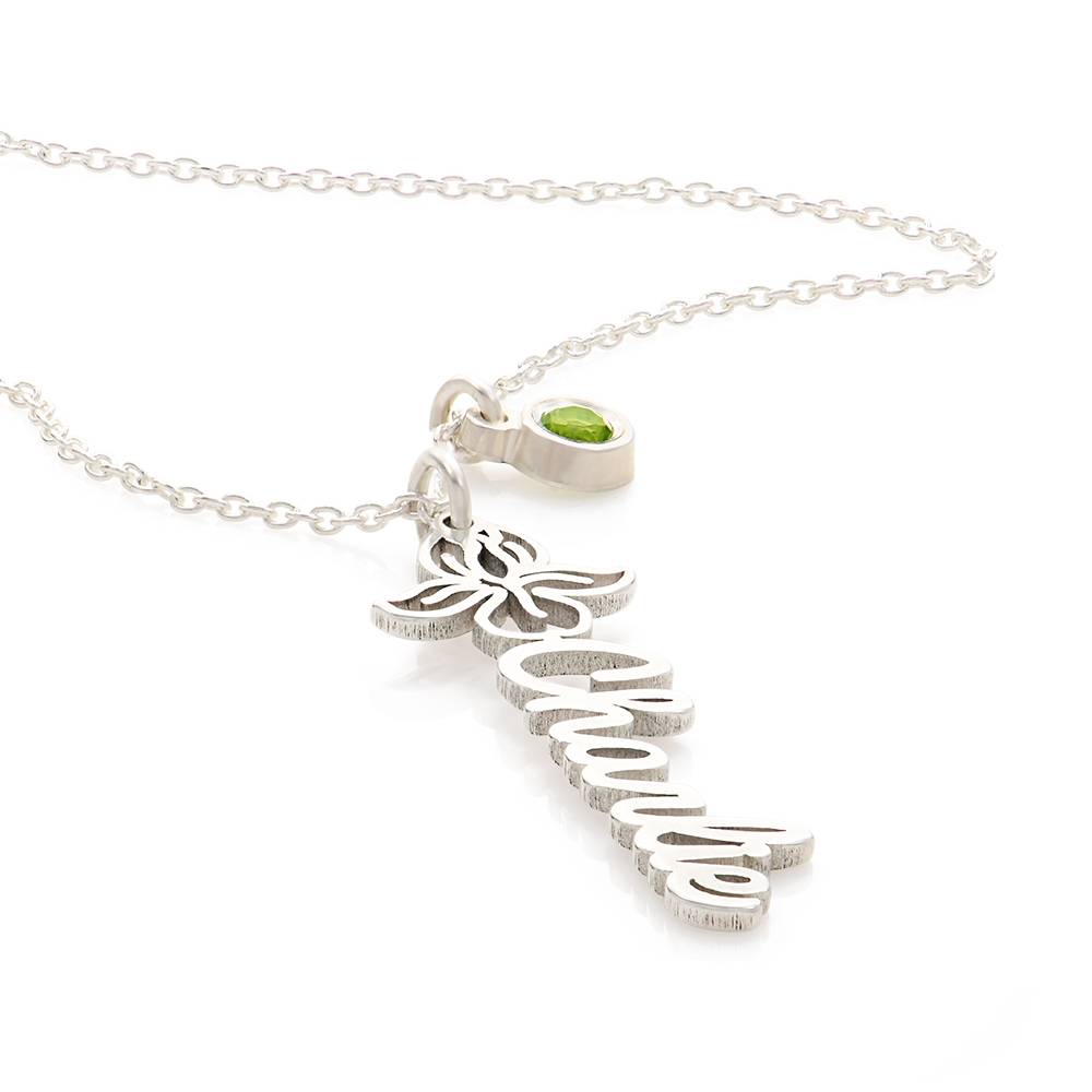 Collar con Nombre de Flor de Nacimiento y Piedra en Plata Esterlina-6 foto de producto