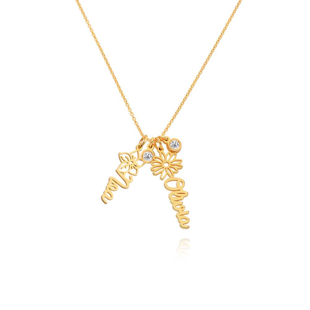 Collar con Nombre de Flor de Nacimiento y Diamante en Baño de Oro-3 Collar con Nombre de Flor de Nacimiento y Diamante en Baño de Oro-3 foto de producto