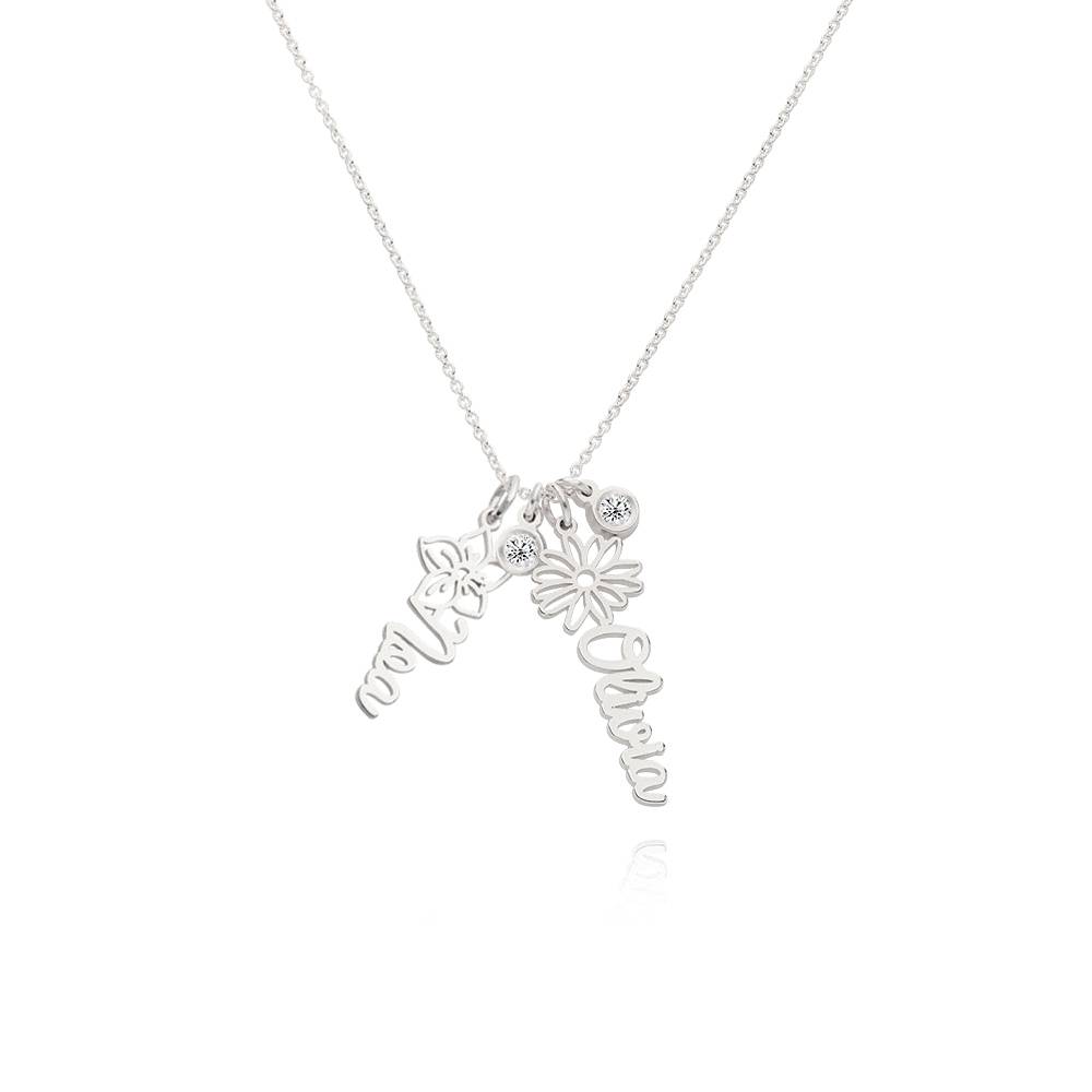 Collar con Nombre de Flor de Nacimiento y Diamante en Plata-5 Collar con Nombre de Flor de Nacimiento y Diamante en Plata-5 foto de producto