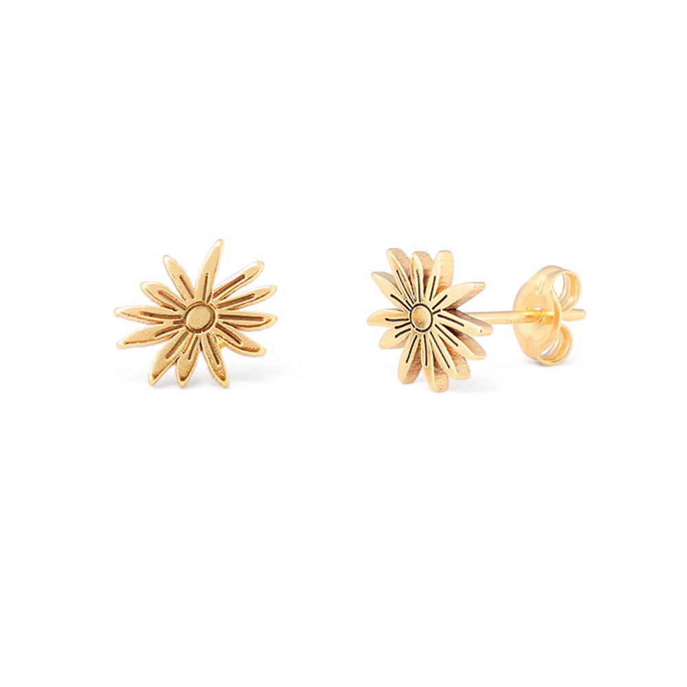 Pendientes de Botón de Flor de Nacimiento en Chapa de Oro-5 foto de producto