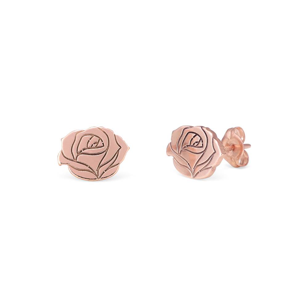 Pendientes de Botón de Flor de Nacimiento en Chapa de Oro Rosa-2 Pendientes de Botón de Flor de Nacimiento en Chapa de Oro Rosa-2 foto de producto