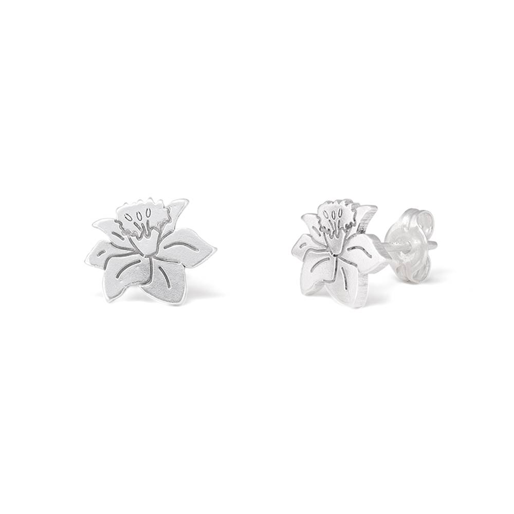 Pendientes de Botón de Flor de Nacimiento en Plata Esterlina-4 Pendientes de Botón de Flor de Nacimiento en Plata Esterlina-4 foto de producto