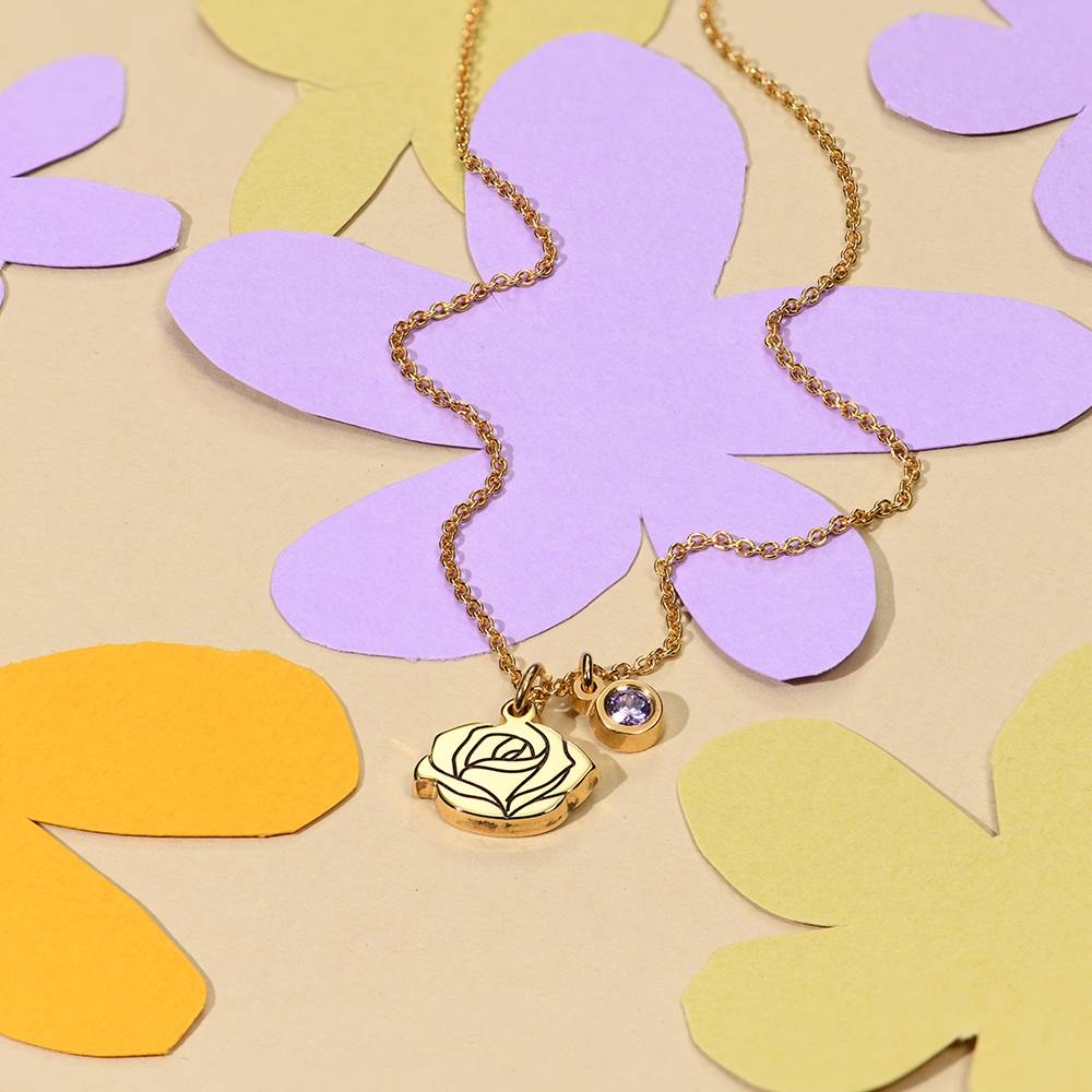 Collar Fiorina de Flor de Nacimiento y Piedra con Inicial en Chapa de Oro-3 Collar Fiorina de Flor de Nacimiento y Piedra con Inicial en Chapa de Oro-3 foto de producto