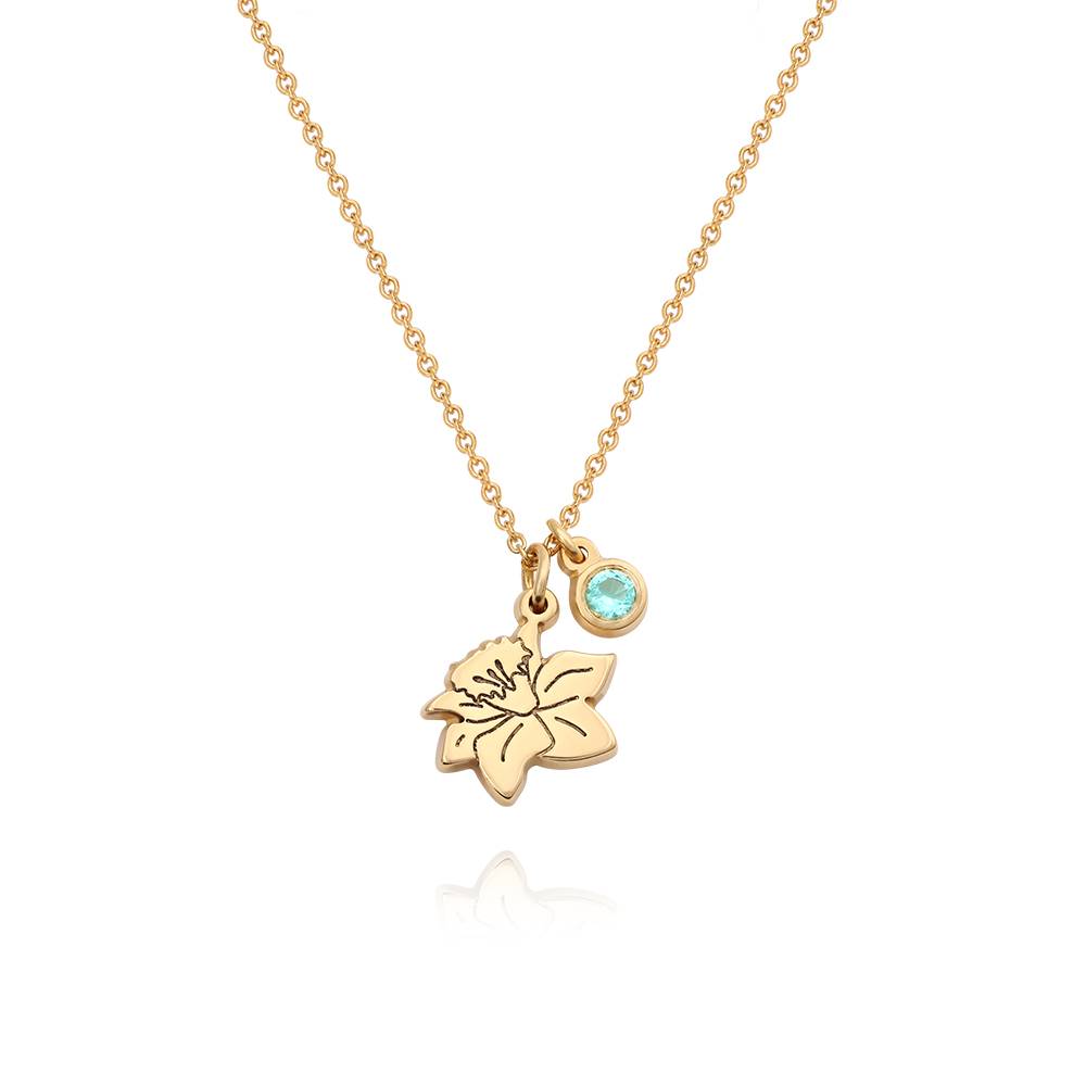Collar Fiorina de Flor de Nacimiento y Piedra con Inicial en Vermeil de Oro-4 Collar Fiorina de Flor de Nacimiento y Piedra con Inicial en Vermeil de Oro-4 foto de producto