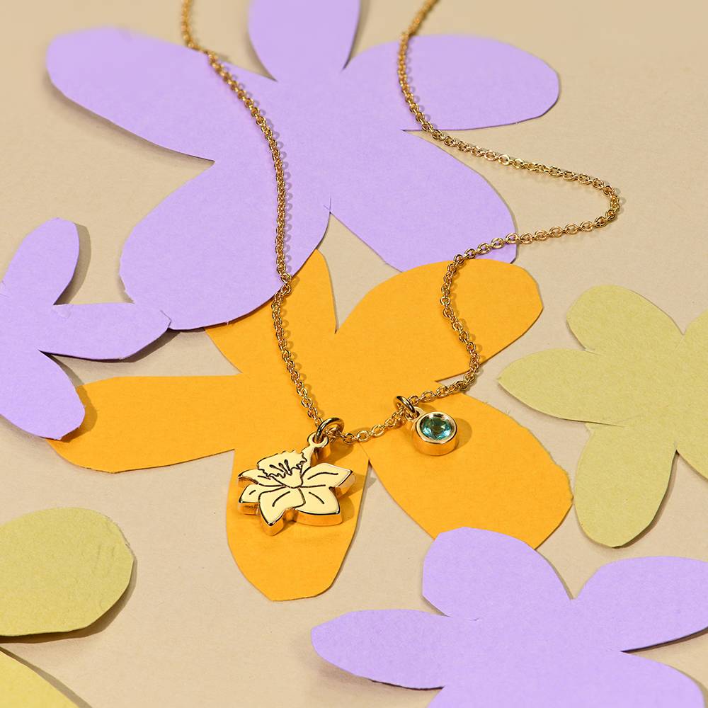Collar Fiorina de Flor de Nacimiento y Piedra con Inicial en Vermeil de Oro-8 Collar Fiorina de Flor de Nacimiento y Piedra con Inicial en Vermeil de Oro-8 foto de producto